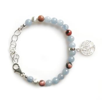 Aquamarin Rhodonit Lebensbaum Armband