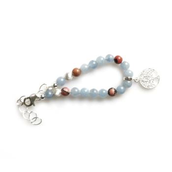 Aquamarin Rhodonit Lebensbaum Armband