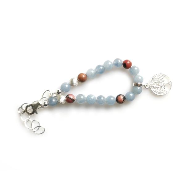 Aquamarin Rhodonit Lebensbaum Armband